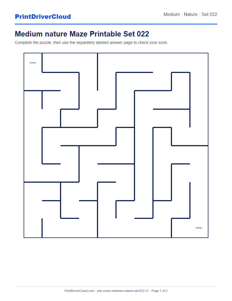 Preview of Medium nature Maze Printable Set 022