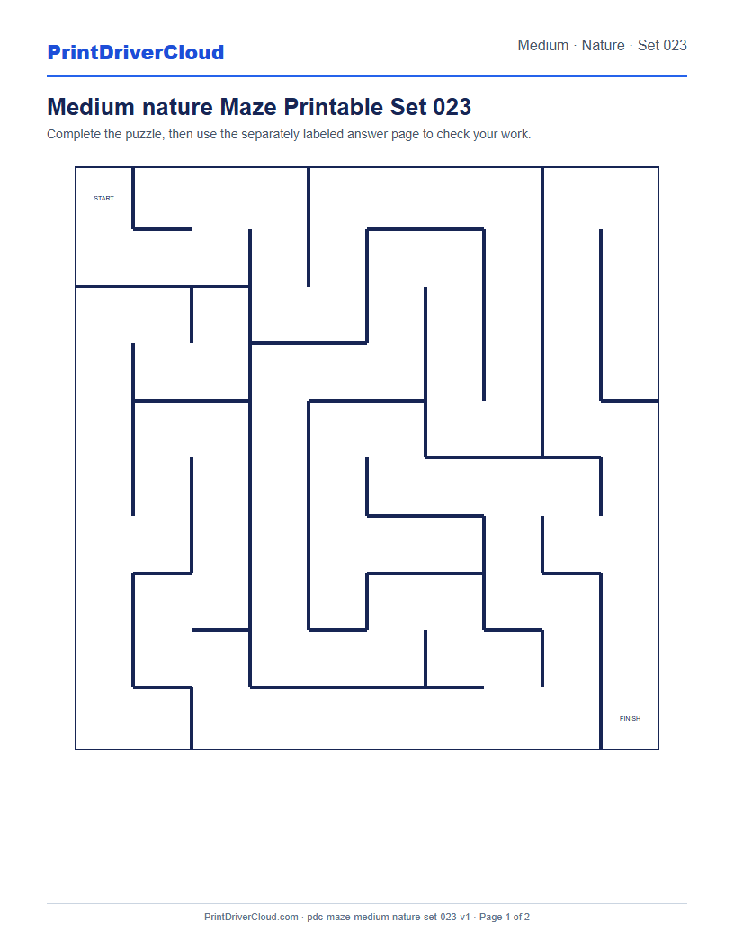 Preview of Medium nature Maze Printable Set 023