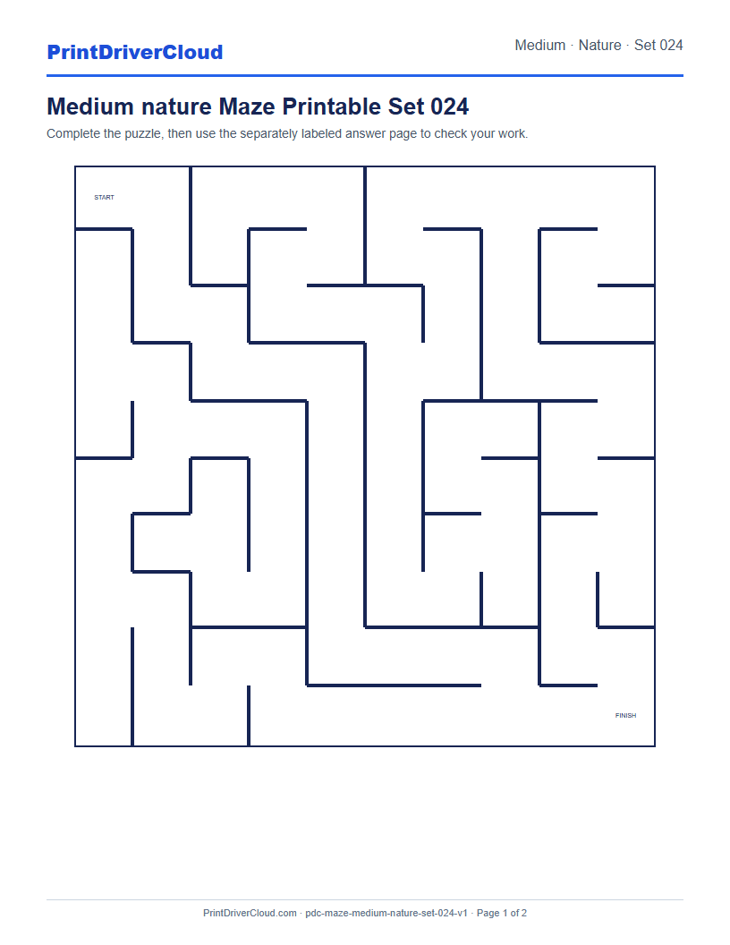Preview of Medium nature Maze Printable Set 024
