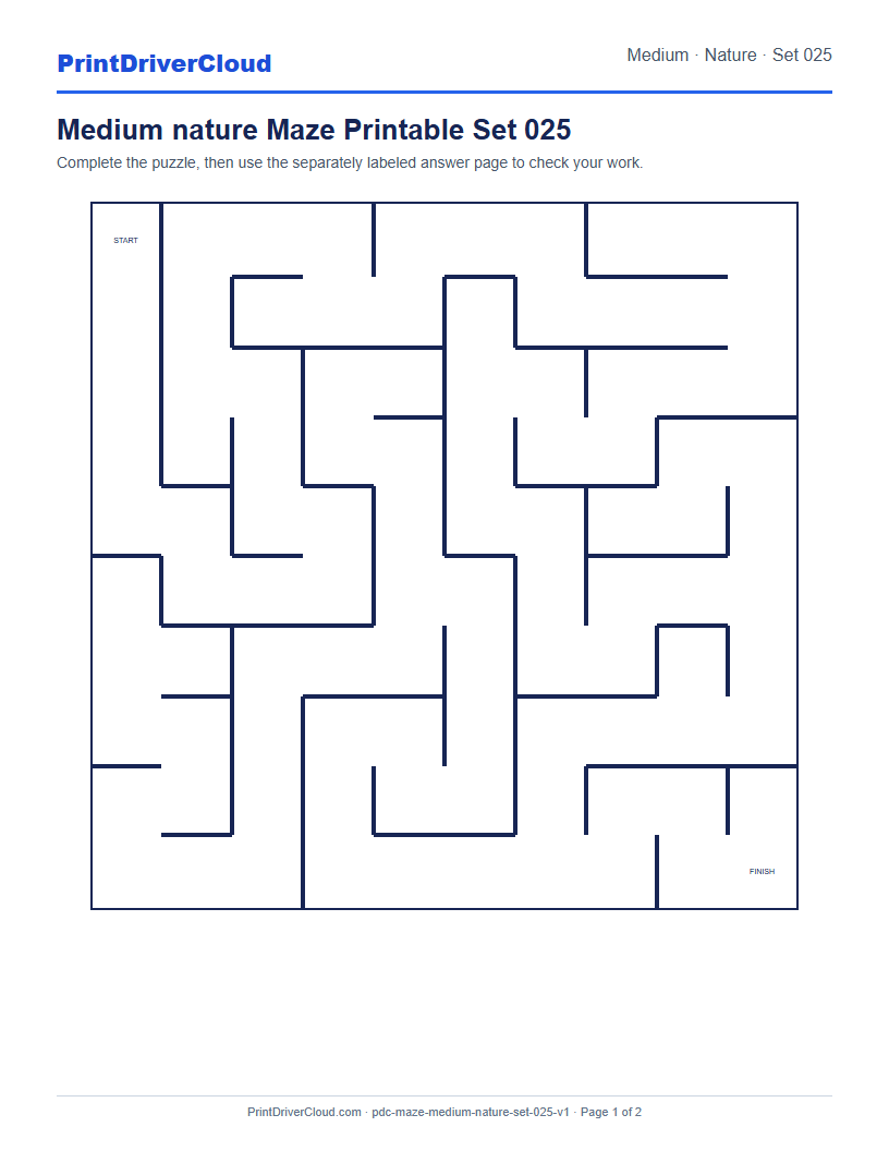 Preview of Medium nature Maze Printable Set 025