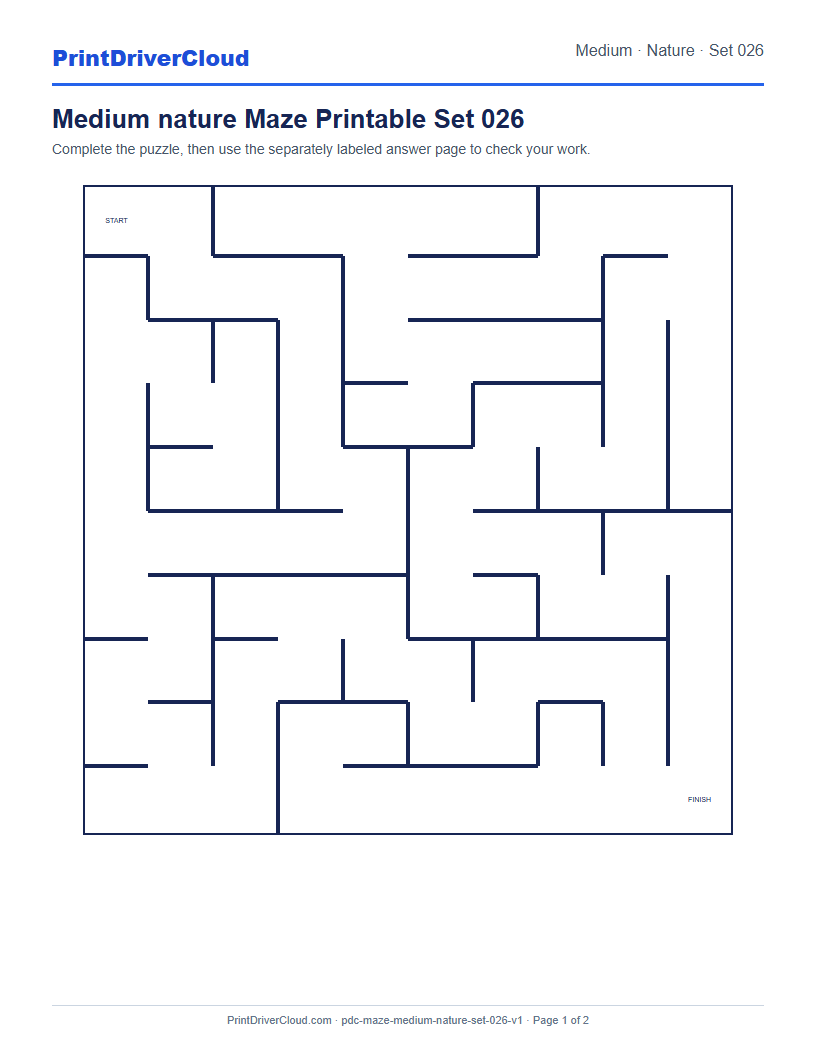 Preview of Medium nature Maze Printable Set 026