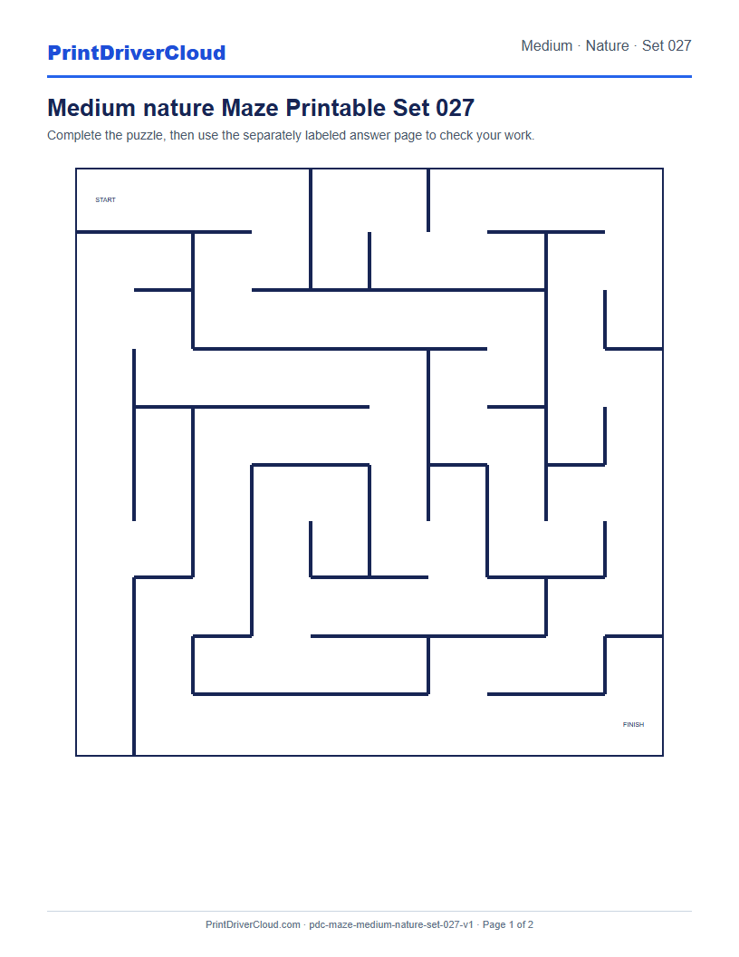 Preview of Medium nature Maze Printable Set 027