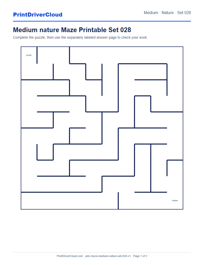 Preview of Medium nature Maze Printable Set 028