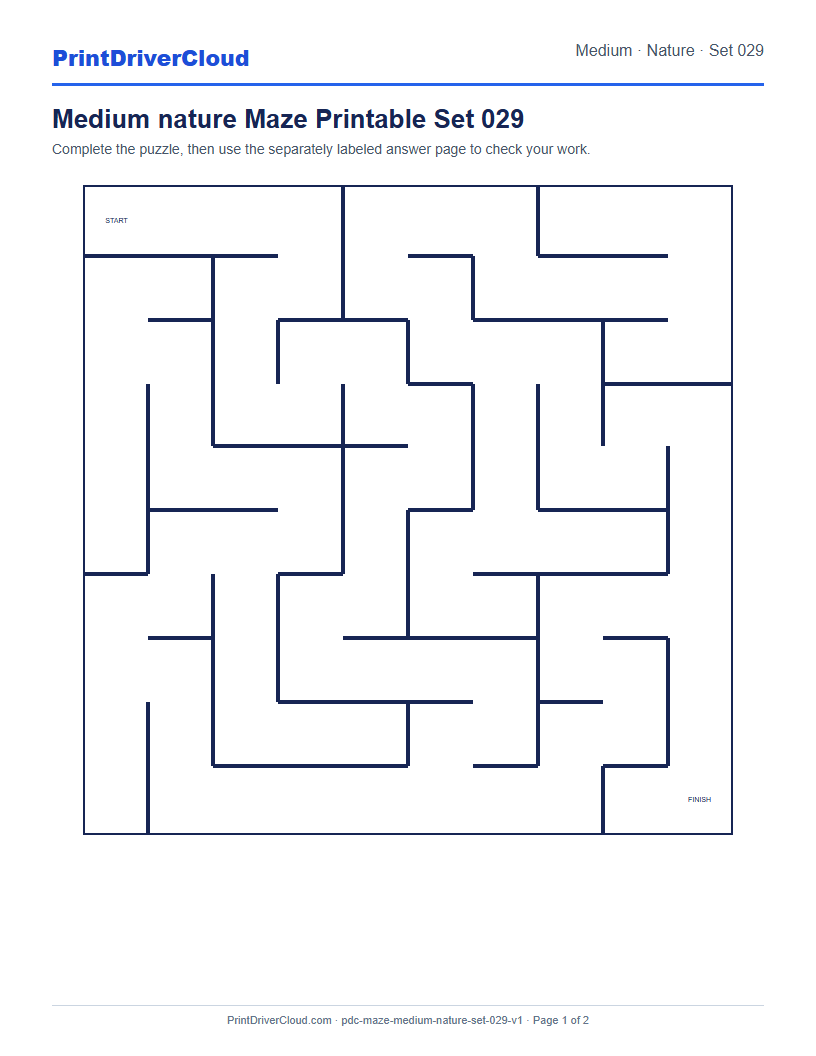 Preview of Medium nature Maze Printable Set 029