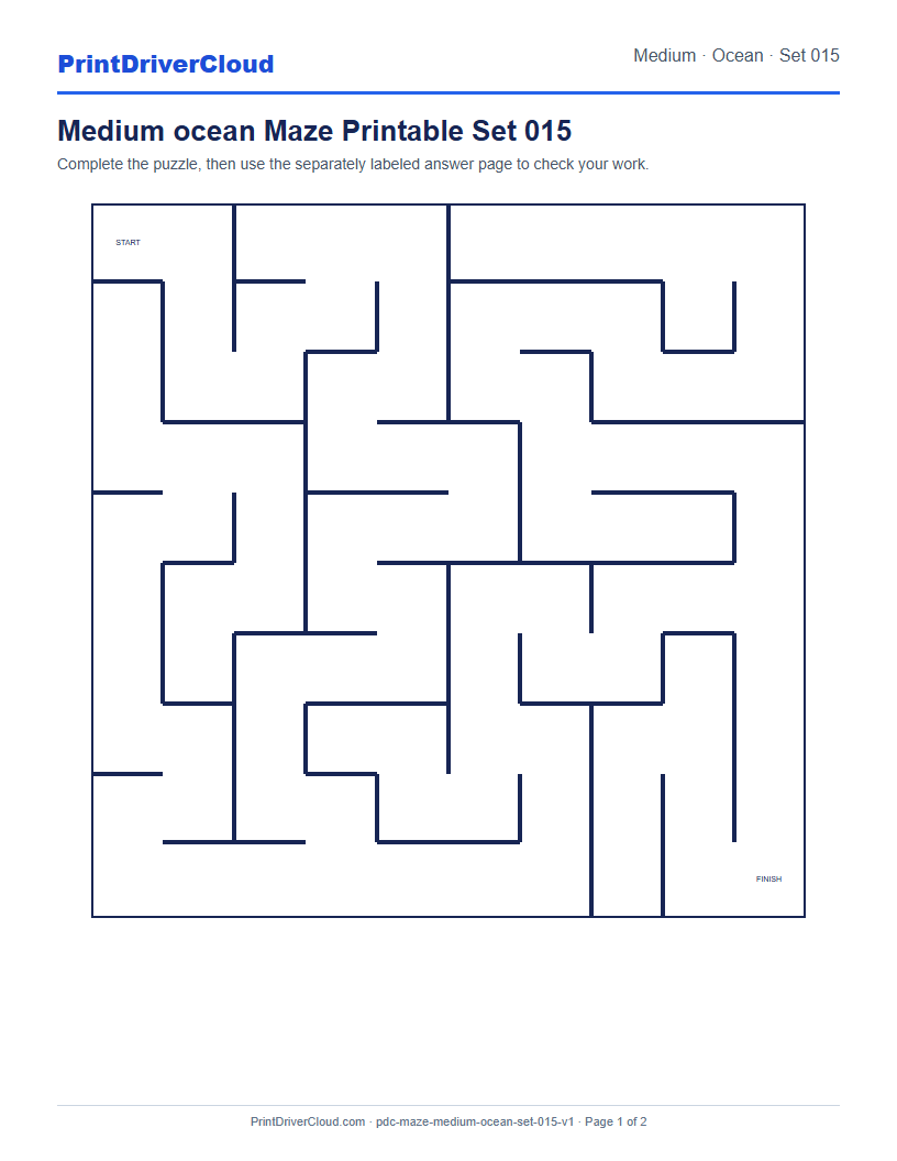 Preview of Medium ocean Maze Printable Set 015