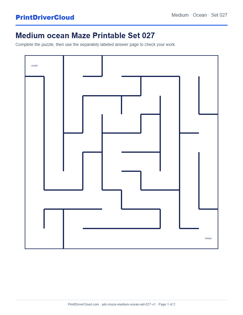 Preview of Medium ocean Maze Printable Set 027