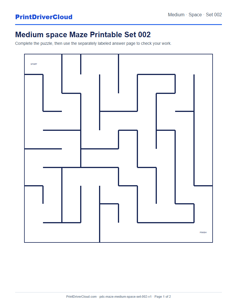 Preview of Medium space Maze Printable Set 002