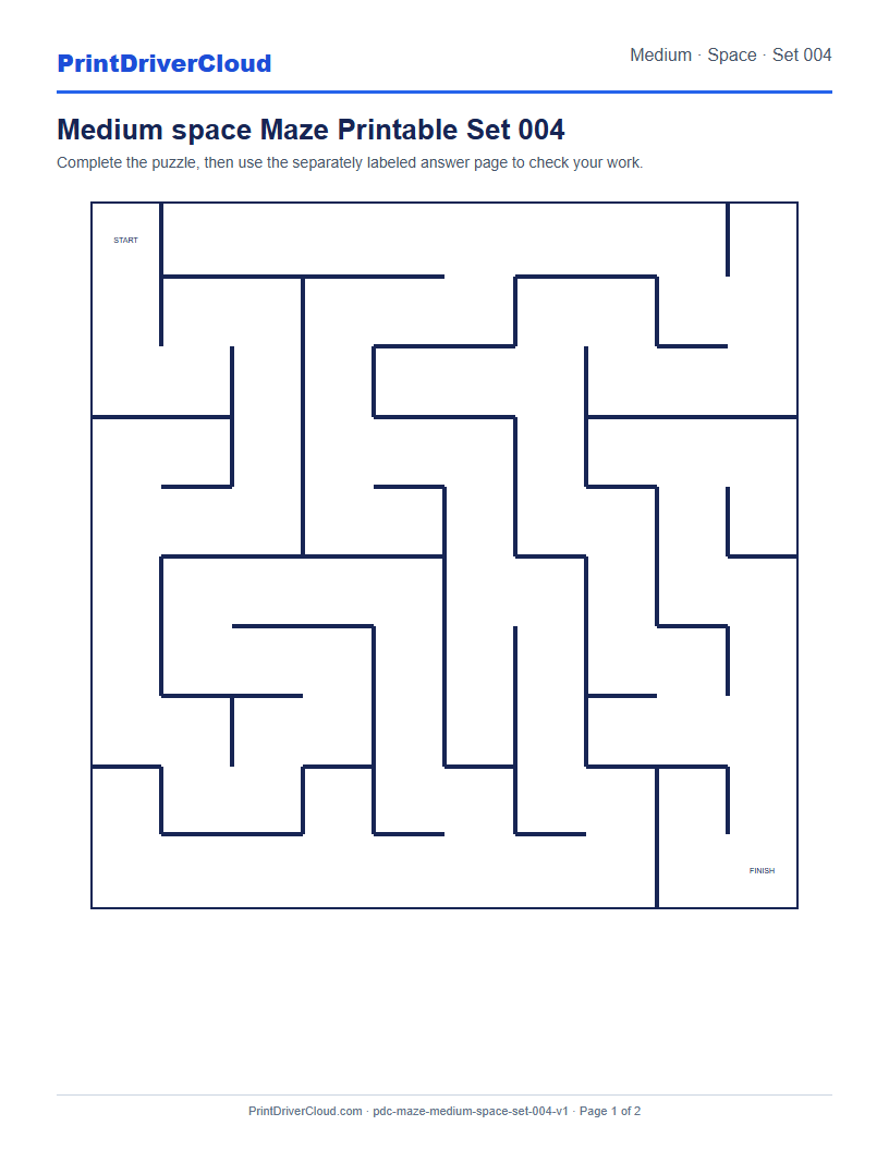 Preview of Medium space Maze Printable Set 004