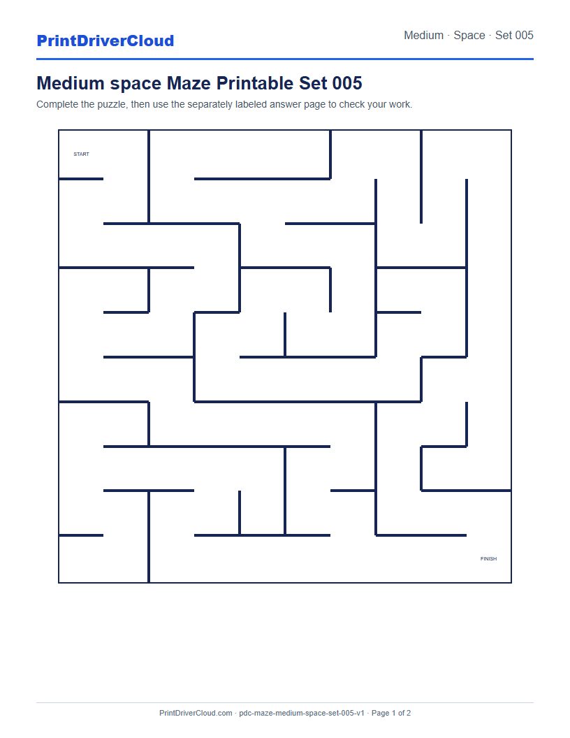 Preview of Medium space Maze Printable Set 005