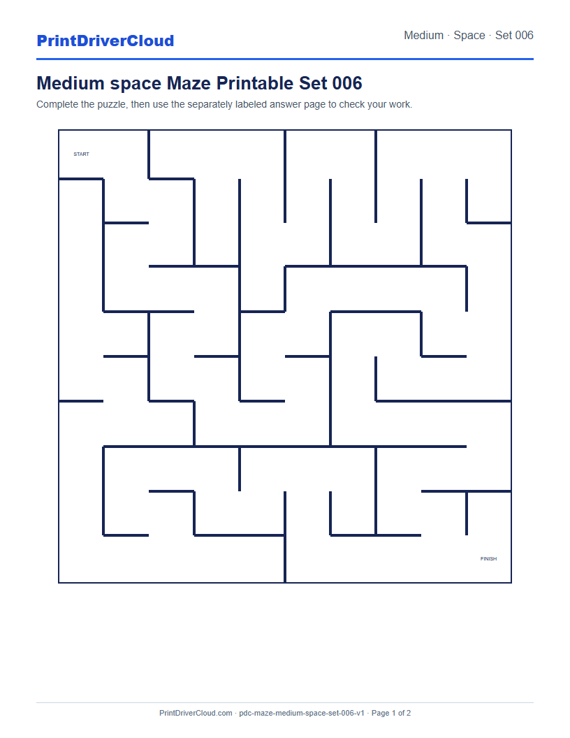 Preview of Medium space Maze Printable Set 006