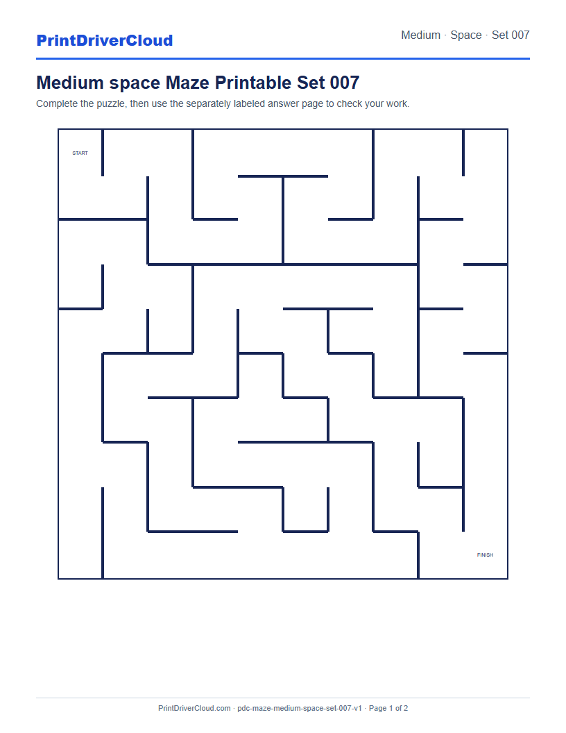 Preview of Medium space Maze Printable Set 007