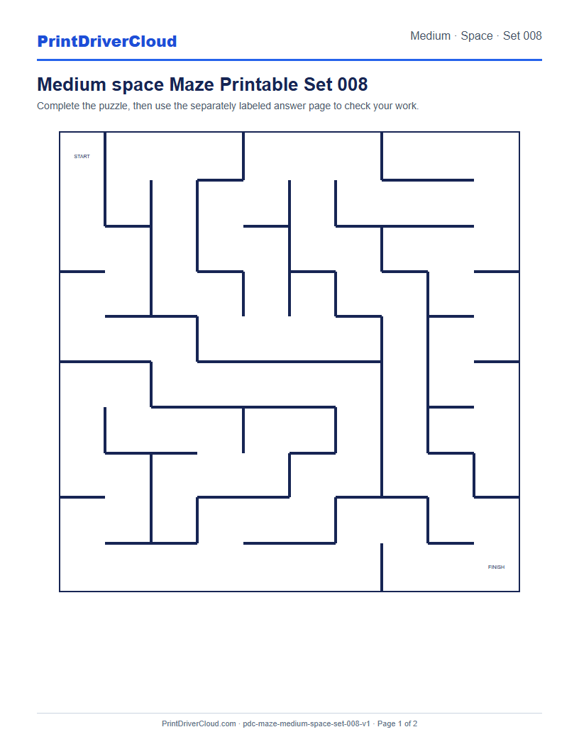 Preview of Medium space Maze Printable Set 008