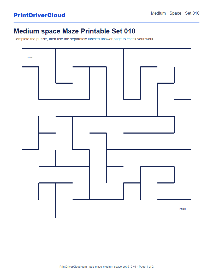 Preview of Medium space Maze Printable Set 010