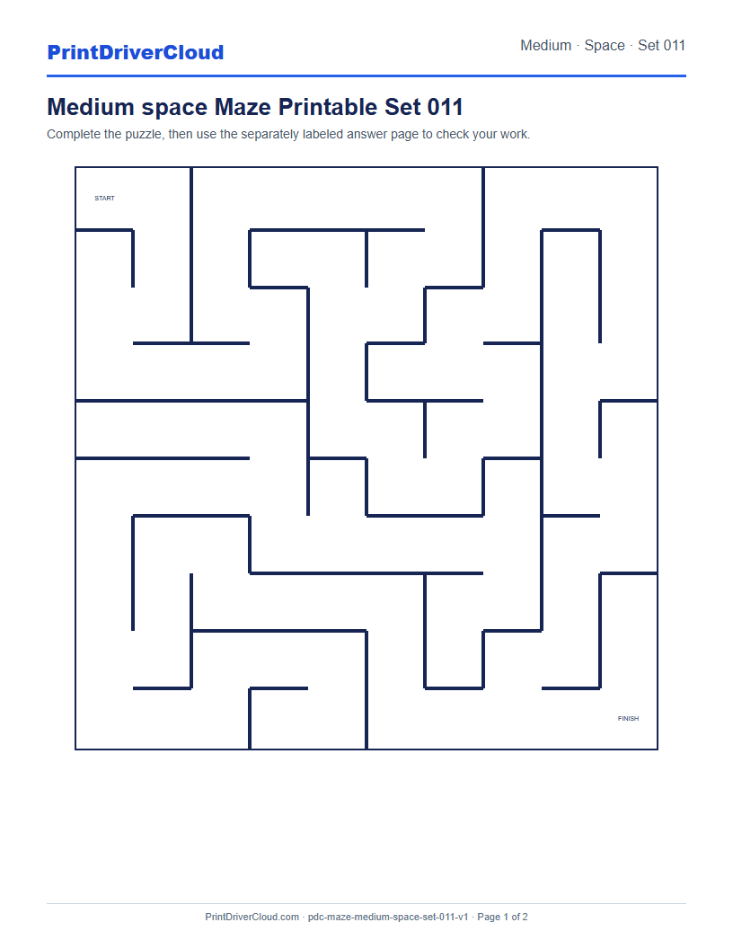 Preview of Medium space Maze Printable Set 011