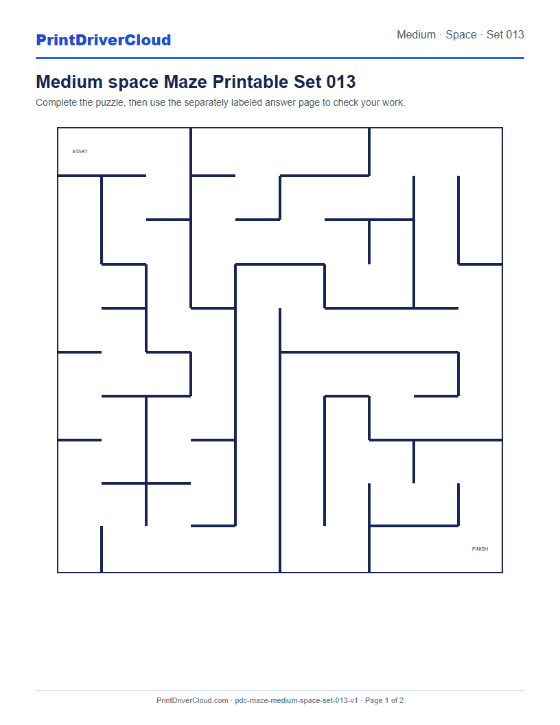 Preview of Medium space Maze Printable Set 013