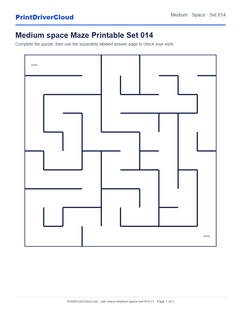 Preview of Medium space Maze Printable Set 014
