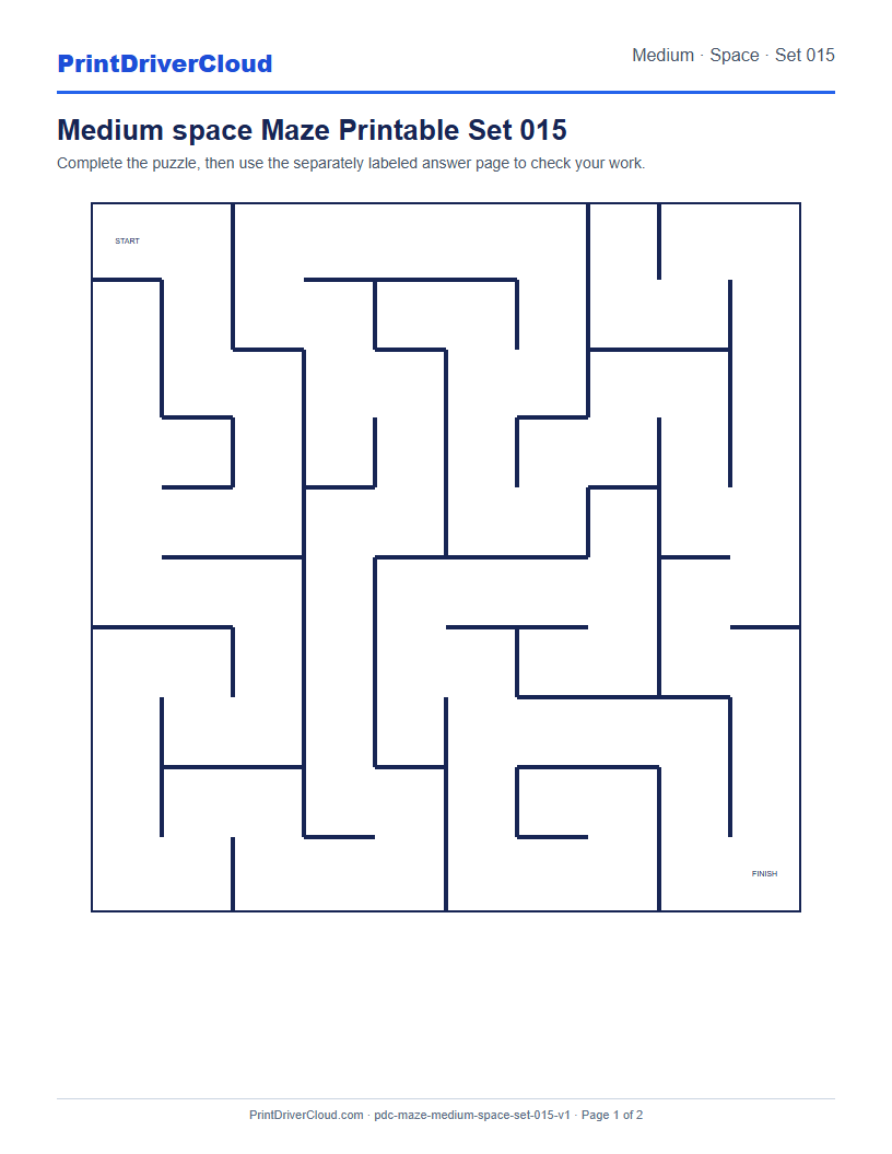 Preview of Medium space Maze Printable Set 015