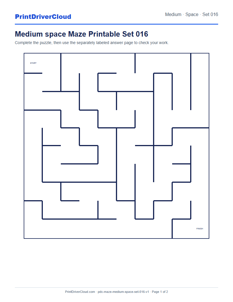 Preview of Medium space Maze Printable Set 016