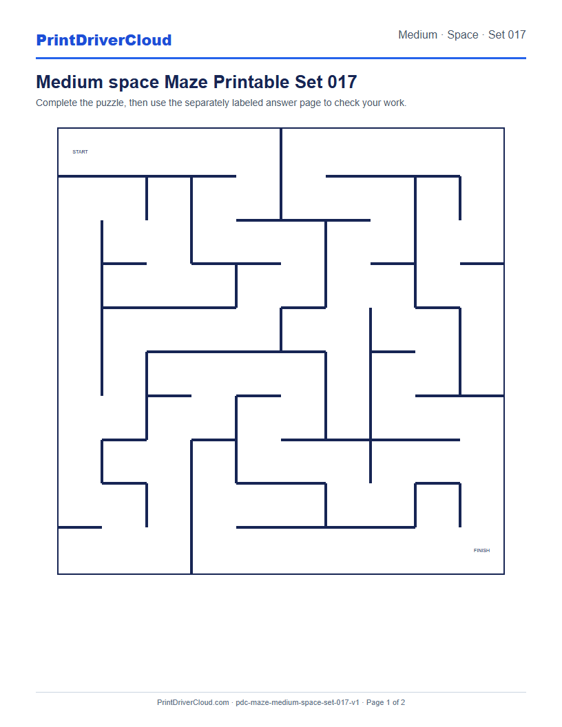 Preview of Medium space Maze Printable Set 017