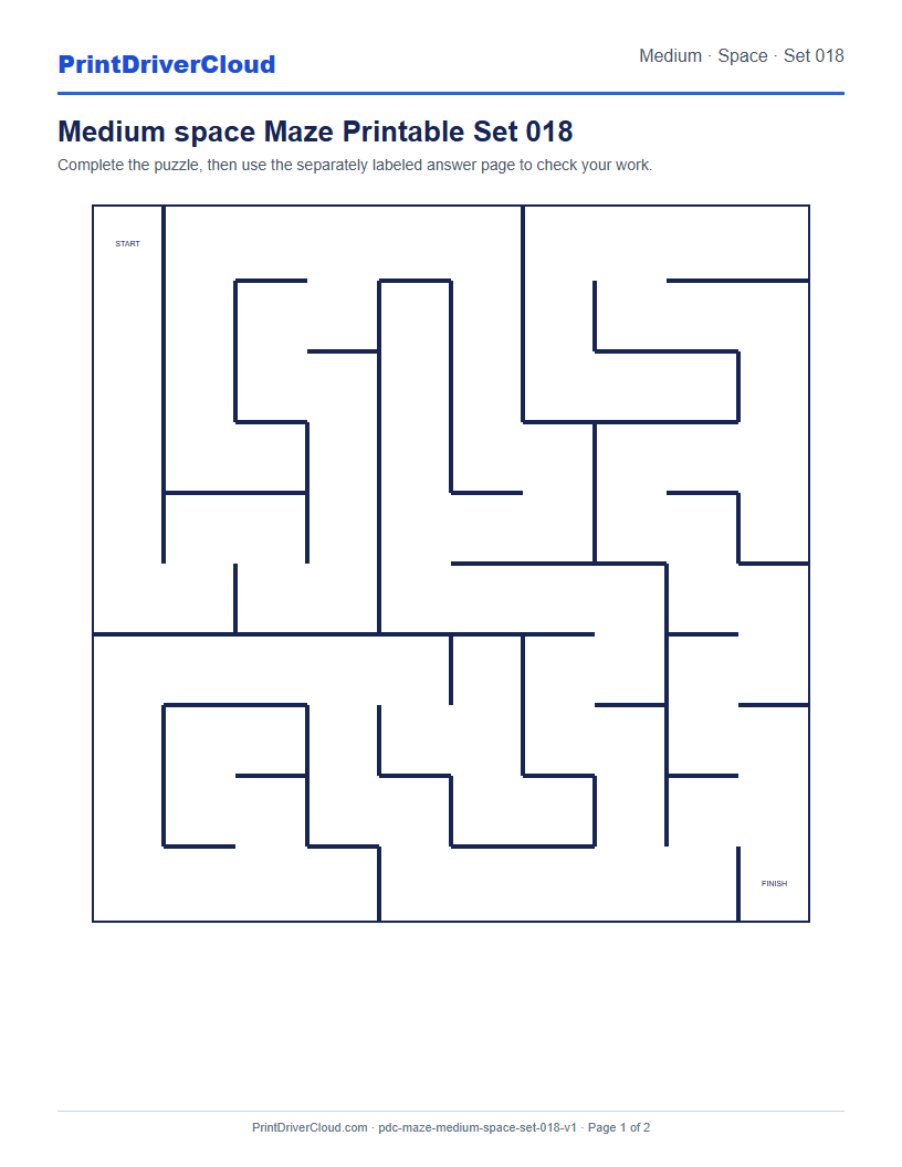 Preview of Medium space Maze Printable Set 018