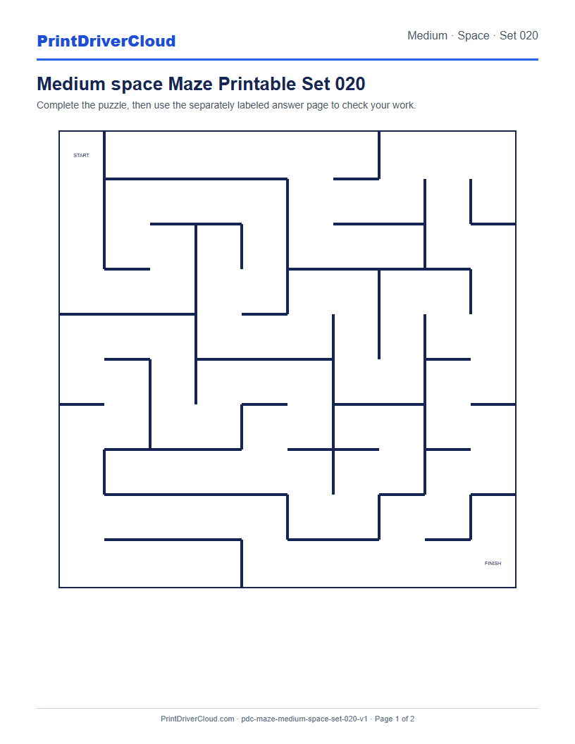 Preview of Medium space Maze Printable Set 020