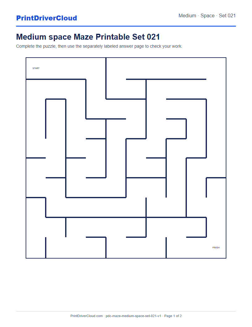 Preview of Medium space Maze Printable Set 021