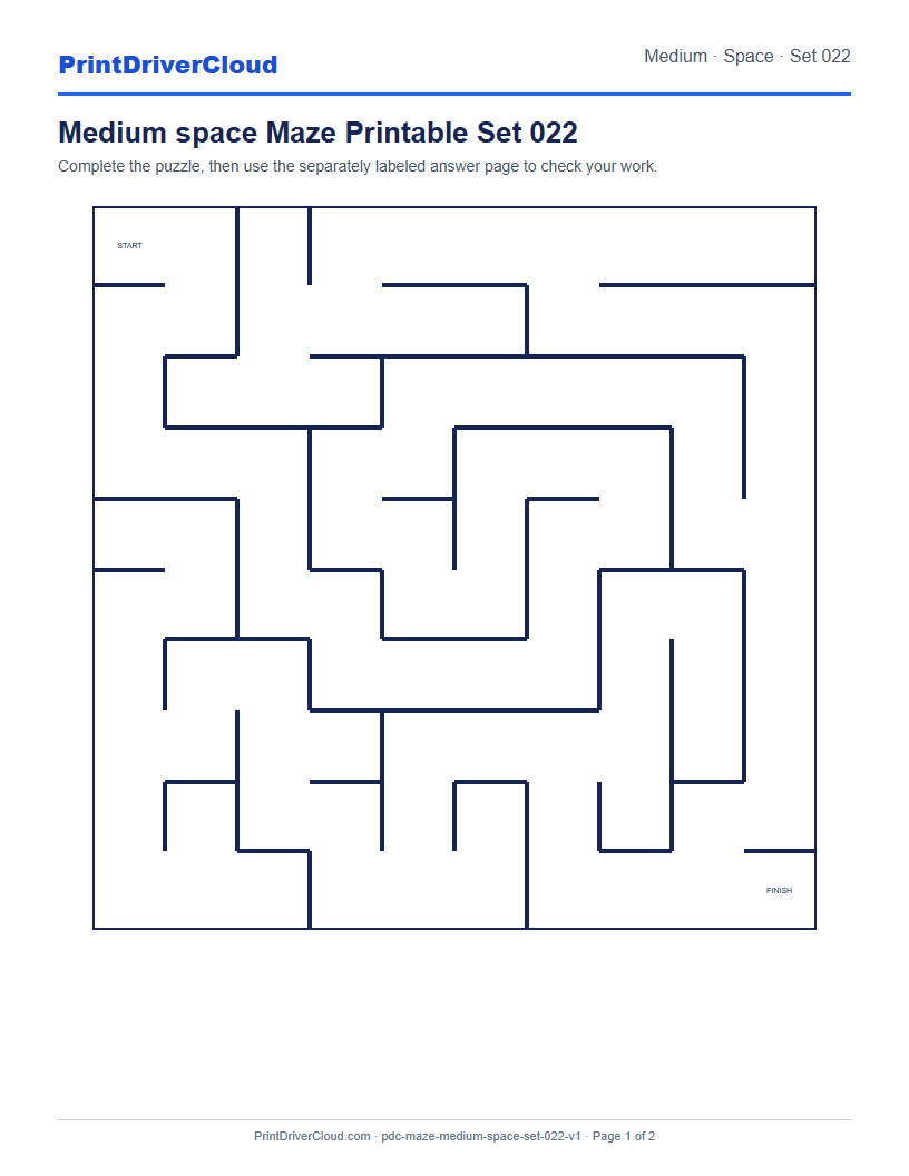 Preview of Medium space Maze Printable Set 022