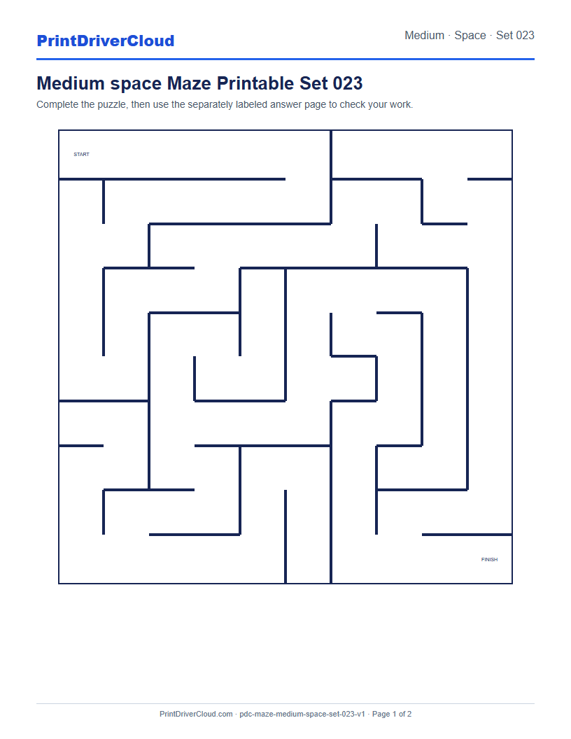 Preview of Medium space Maze Printable Set 023