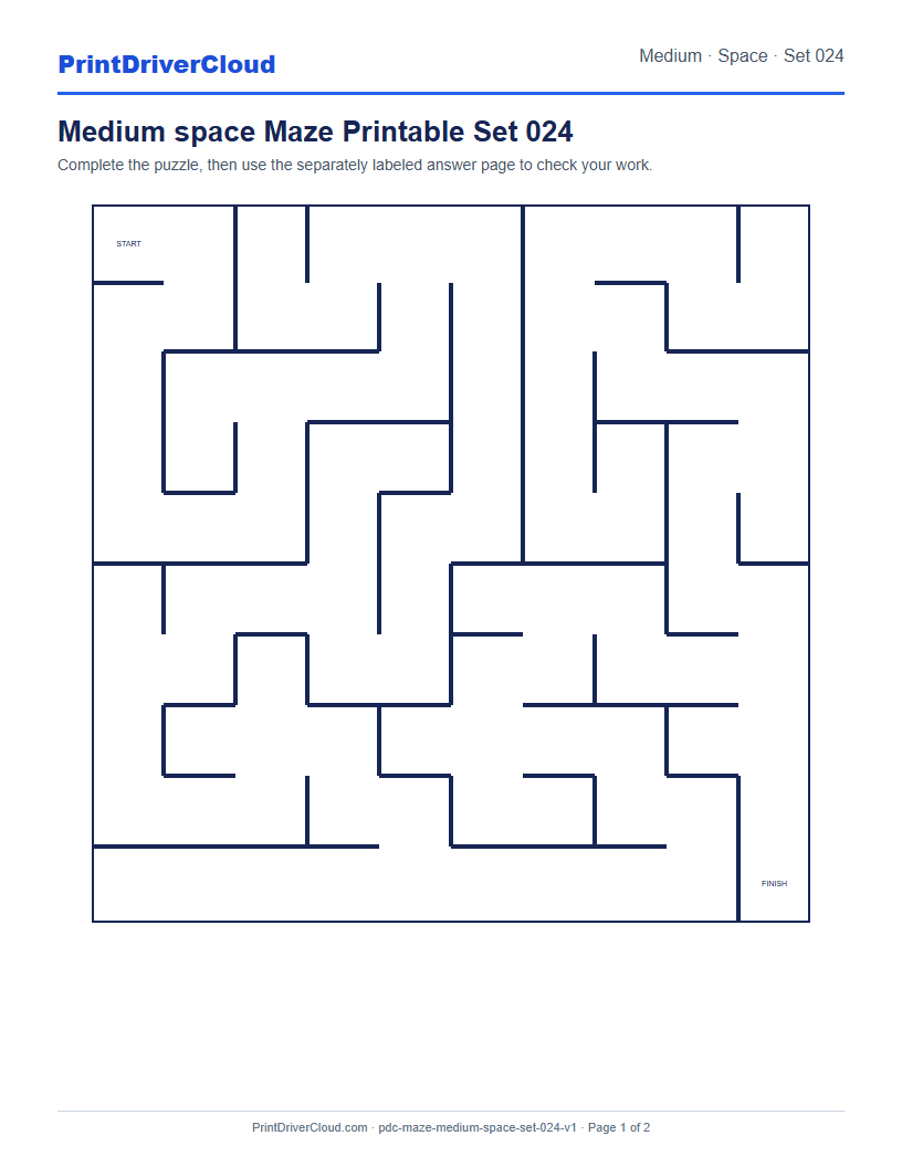 Preview of Medium space Maze Printable Set 024