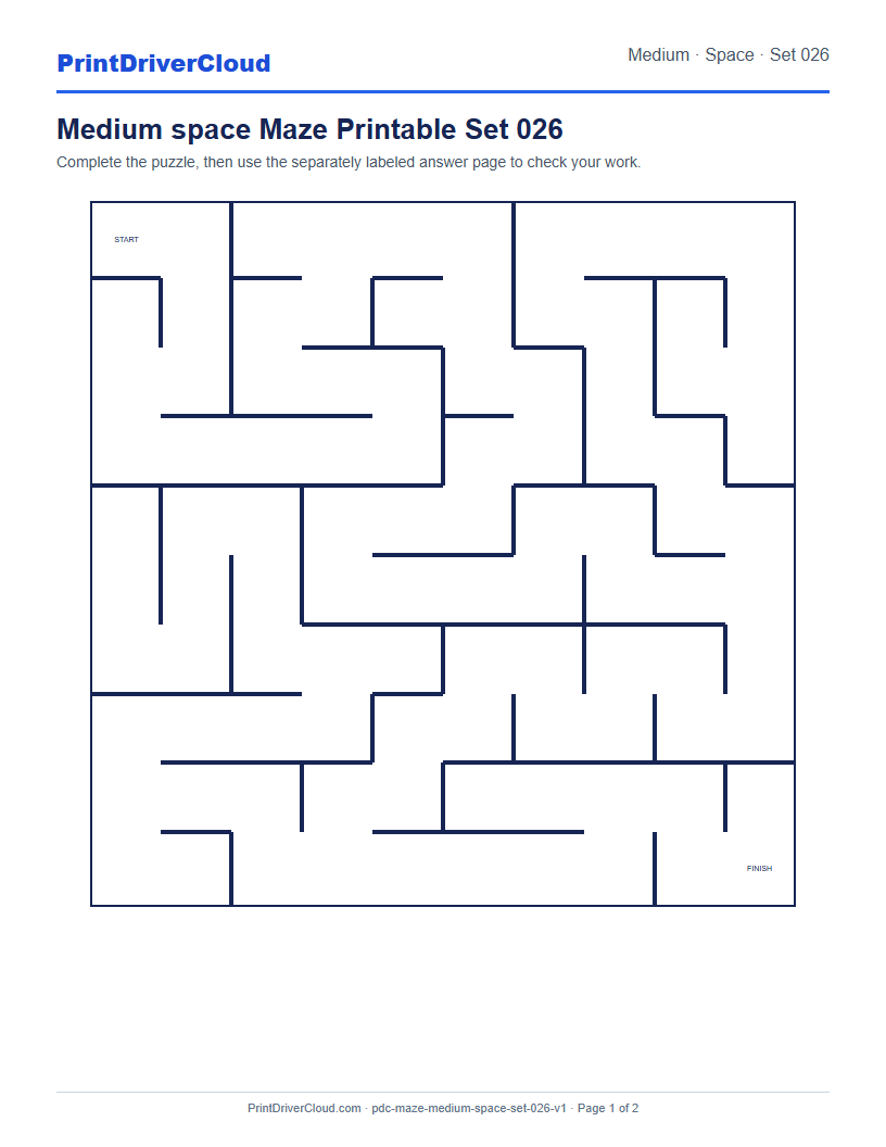 Preview of Medium space Maze Printable Set 026