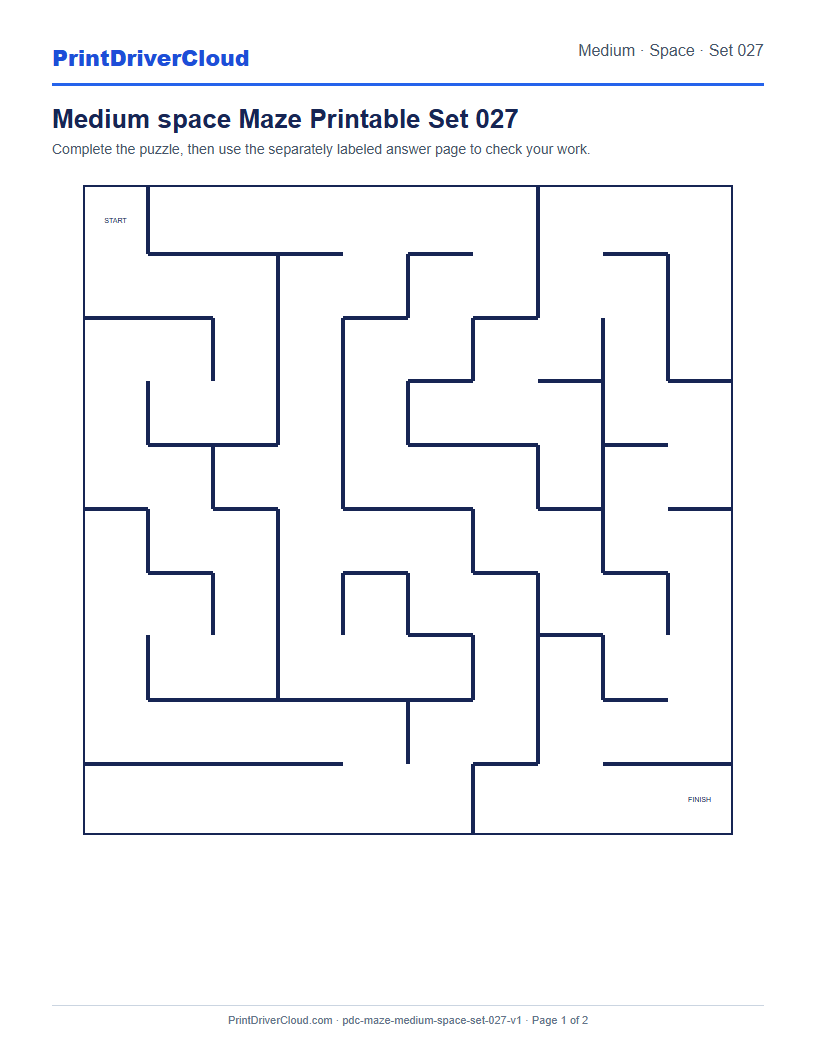Preview of Medium space Maze Printable Set 027