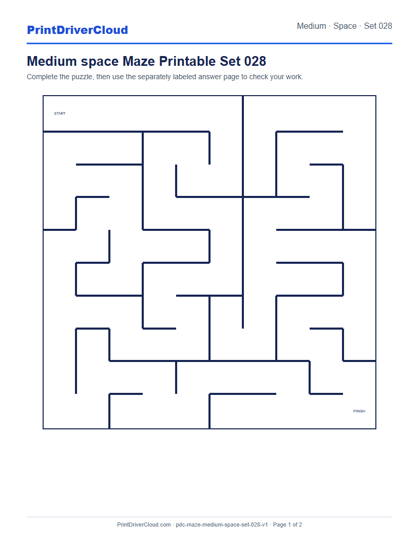 Preview of Medium space Maze Printable Set 028