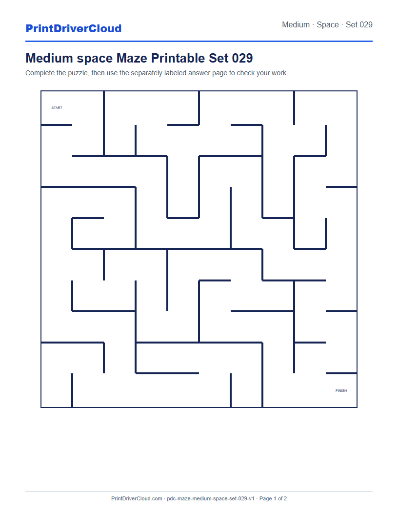 Preview of Medium space Maze Printable Set 029